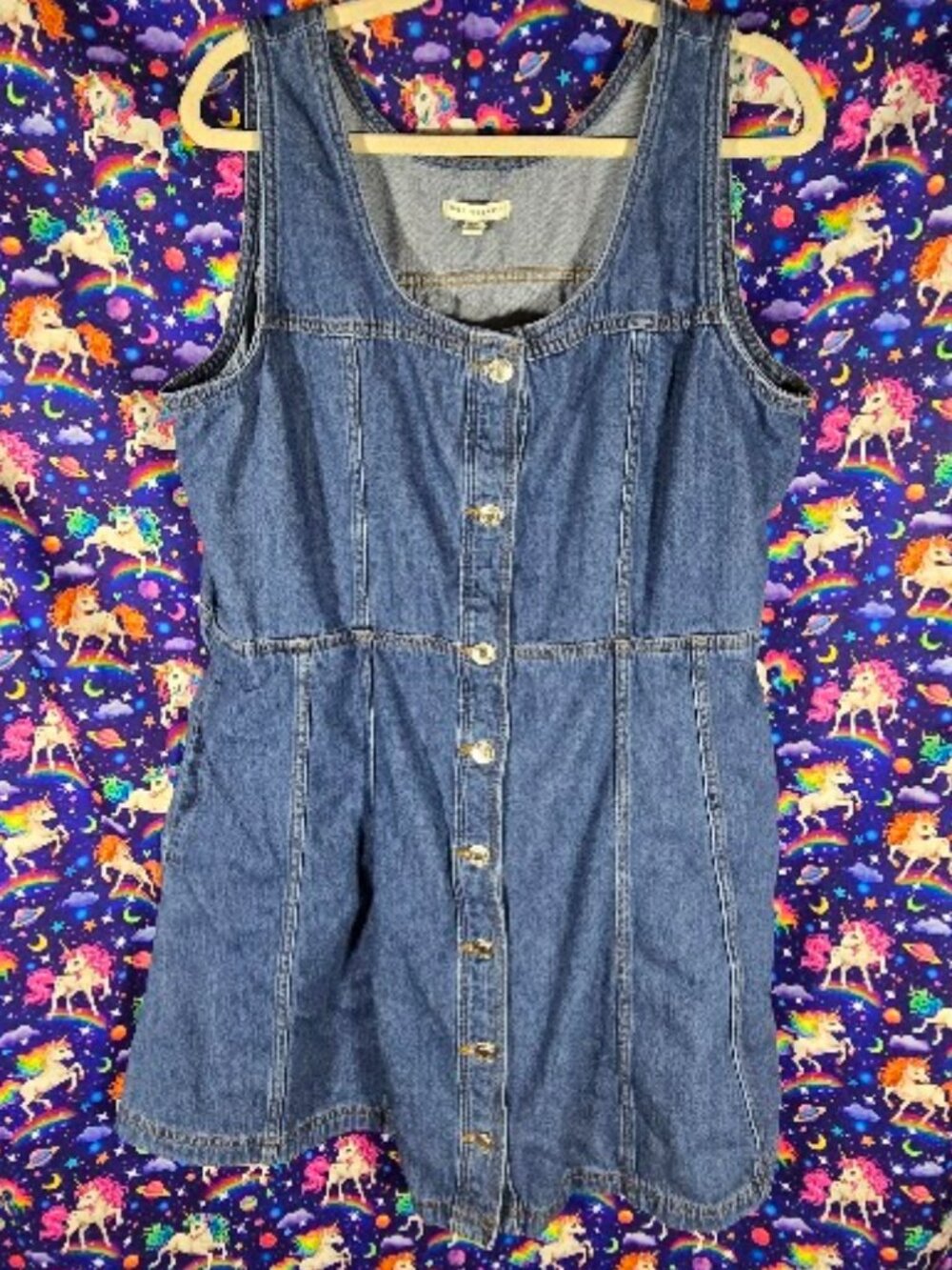 Free Assembly 90s Style Denim Sleeveless Button Front Mini Dress XL 16-18